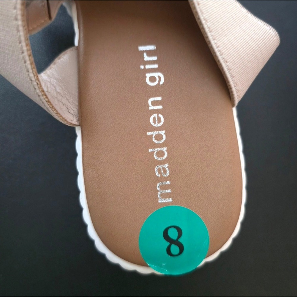 Madden Girl Brando Nude Blush Elastic Multi Strap Flatform Sandals Women 8 - Picture 5 of 9